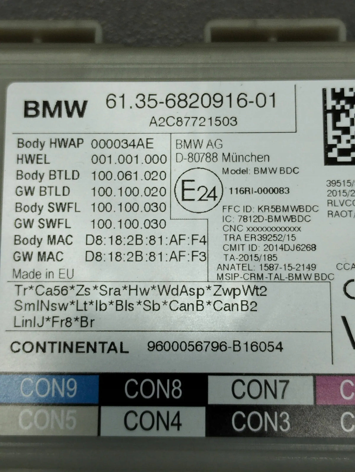 BMW 7 G11 750i MODULE BDC 6820916