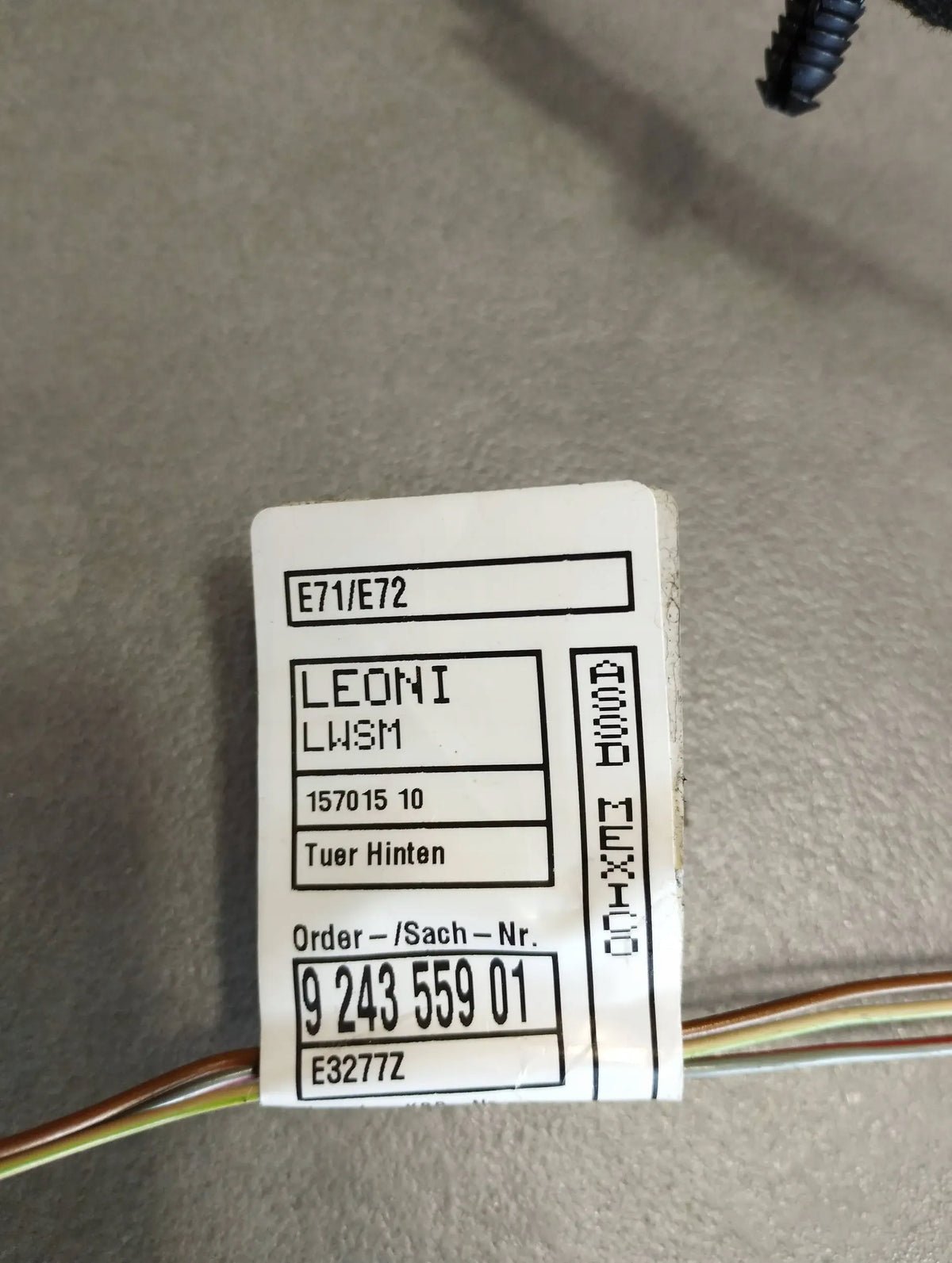 BMW X6 E71 DOOR HARNESS RIGHT REAR 9243559