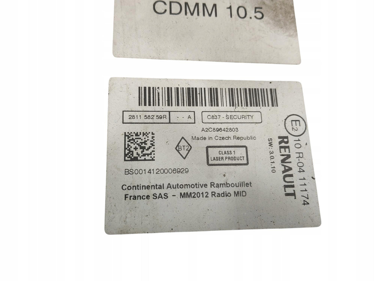 RADIO CD MP3 BLUETOOTH RENAULT LAGOON III 281158259R + CODE