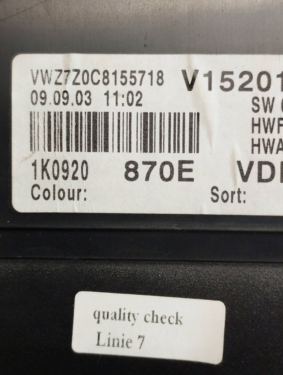 VW GOLF 1.6 COUNTER CLOCKS 1K0920870E